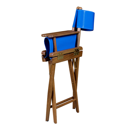 Whitecap Directors Chair w/Blue Seat Covers - Teak - Deckhand Marine Supply
