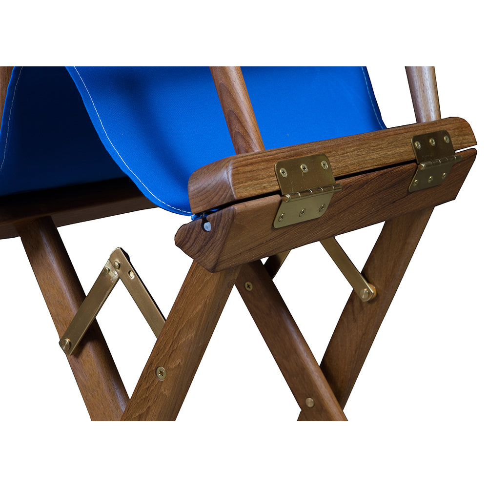 Whitecap Directors Chair w/Blue Seat Covers - Teak - Deckhand Marine Supply