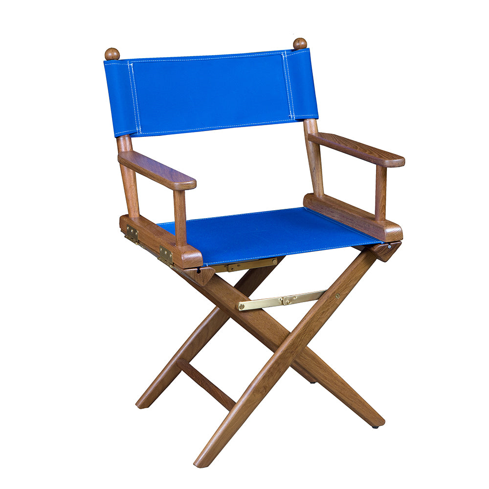 Whitecap Directors Chair w/Blue Seat Covers - Teak - Deckhand Marine Supply