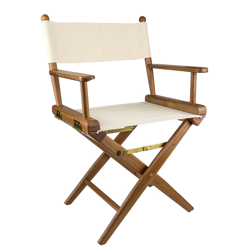 Whitecap Directors Chair w/Natural Seat Covers - Teak - Deckhand Marine Supply