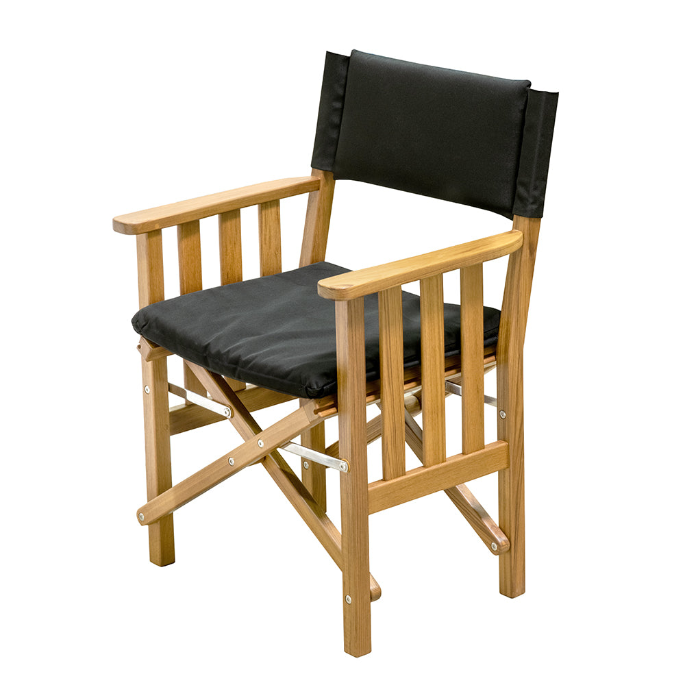 Whitecap Directors Chair II w/Black Cushion - Teak - Deckhand Marine Supply