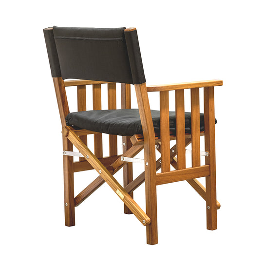 Whitecap Directors Chair II w/Black Cushion - Teak - Deckhand Marine Supply