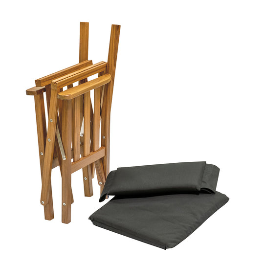 Whitecap Directors Chair II w/Black Cushion - Teak - Deckhand Marine Supply