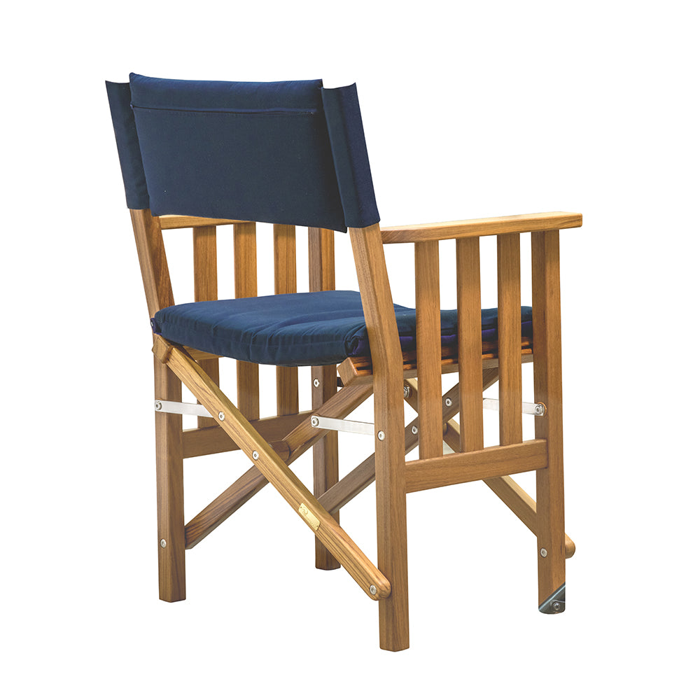 Whitecap Directors Chair II w/Navy Cushion - Teak - Deckhand Marine Supply