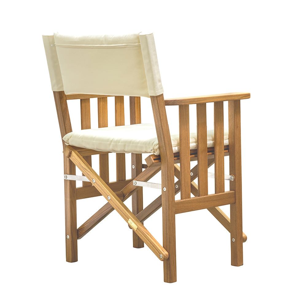 Whitecap Directors Chair II w/Cream Cushion - Teak - Deckhand Marine Supply