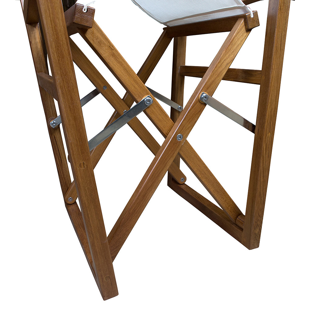 Whitecap Directors Chair w/White Batyline Fabric - Teak - Deckhand Marine Supply