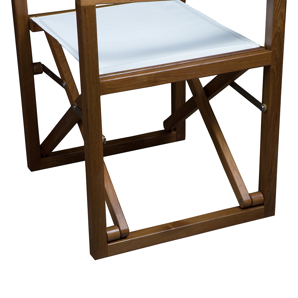 Whitecap Directors Chair w/White Batyline Fabric - Teak - Deckhand Marine Supply