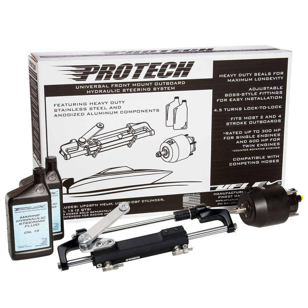 Uflex PROTECH 2.1 Front Mount OB Hydraulic System - Includes UP28 FM Helm Oil  UC128-TS/2 Cylinder - No Hoses - Deckhand Marine Supply