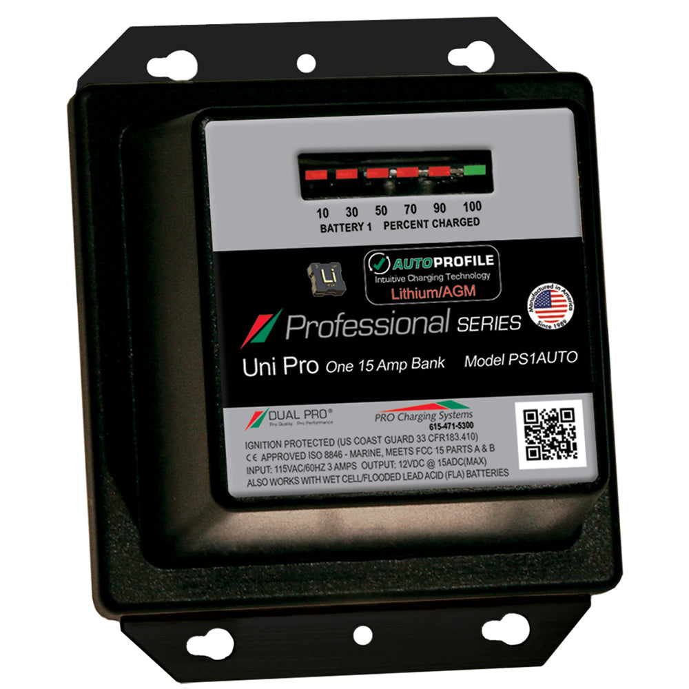 Dual Pro PS1 Auto 15A - 1-Bank Lithium/AGM Battery Charger - Deckhand Marine Supply