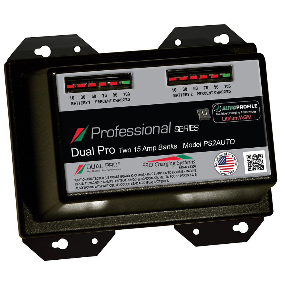 Dual Pro PS2 Auto 15A - 2-Bank Lithium/AGM Battery Charger - Deckhand Marine Supply
