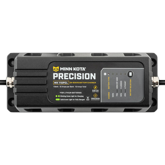 Minn Kota On-Board Precision Charger MK-110 PCL 1 Bank x 10 AMP LI Optimized Charger - Deckhand Marine Supply