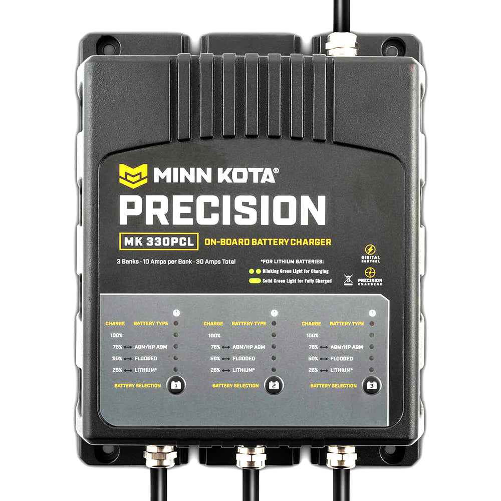 Minn Kota On-Board Precision Charger MK-330 PCL 3 Bank x 10 AMP LI Optimized Charger - Deckhand Marine Supply