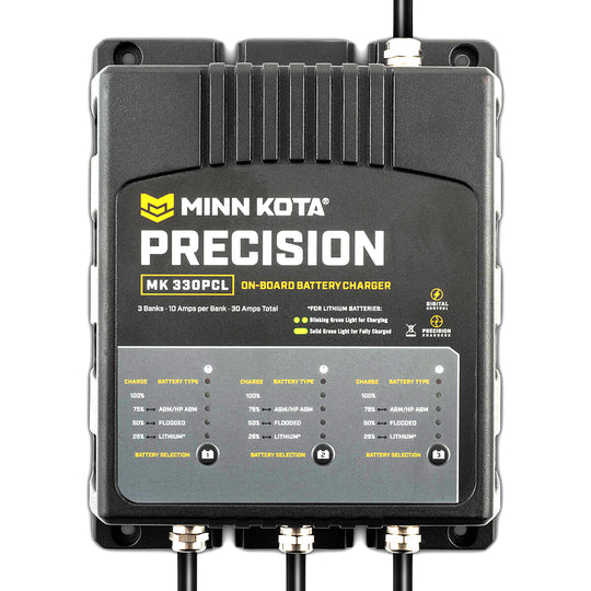 Minn Kota On-Board Precision Charger MK-330 PCL 3 Bank x 10 AMP LI Optimized Charger - Deckhand Marine Supply