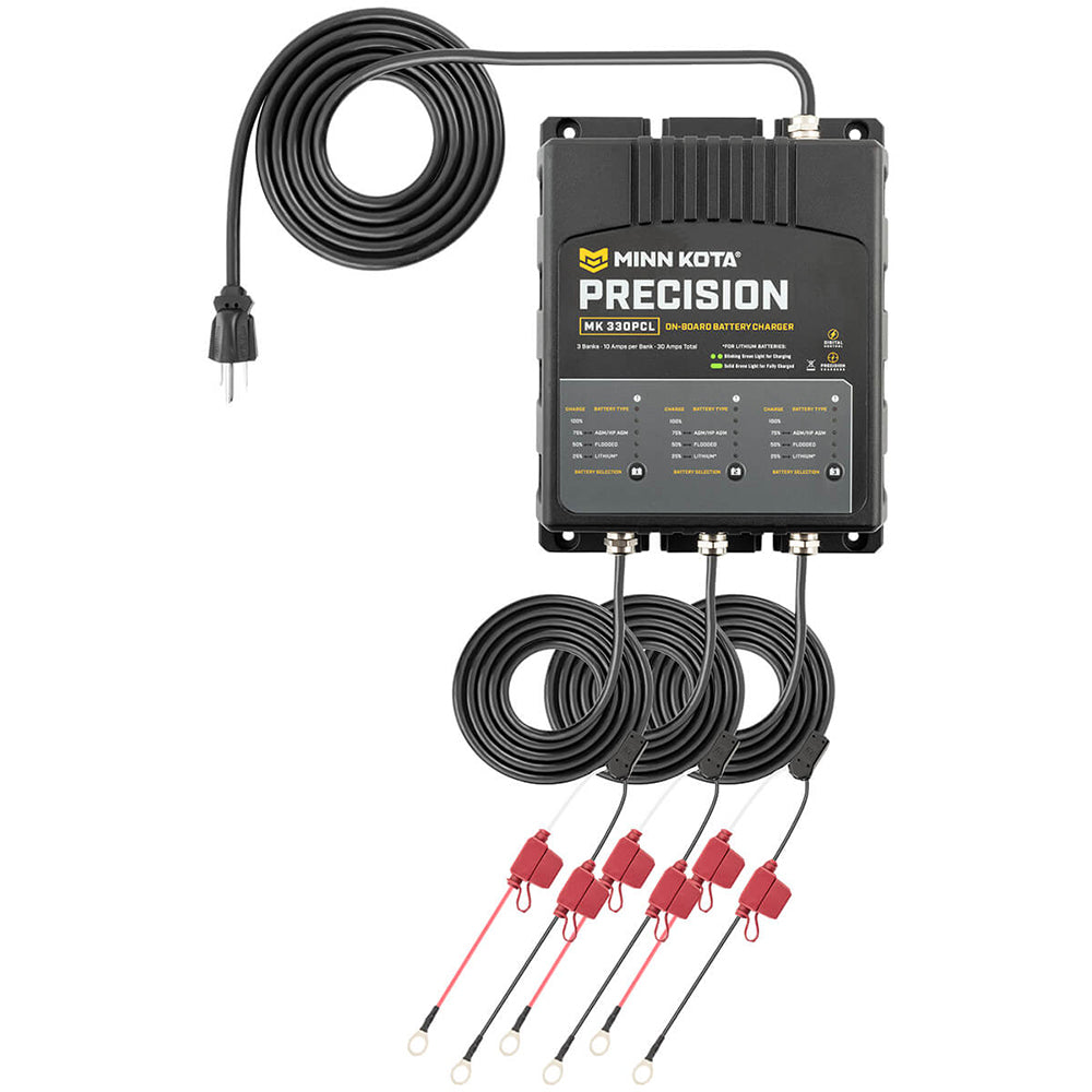 Minn Kota On-Board Precision Charger MK-330 PCL 3 Bank x 10 AMP LI Optimized Charger - Deckhand Marine Supply