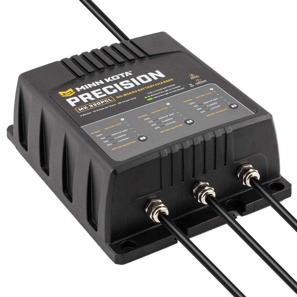 Minn Kota On-Board Precision Charger MK-330 PCL 3 Bank x 10 AMP LI Optimized Charger - Deckhand Marine Supply
