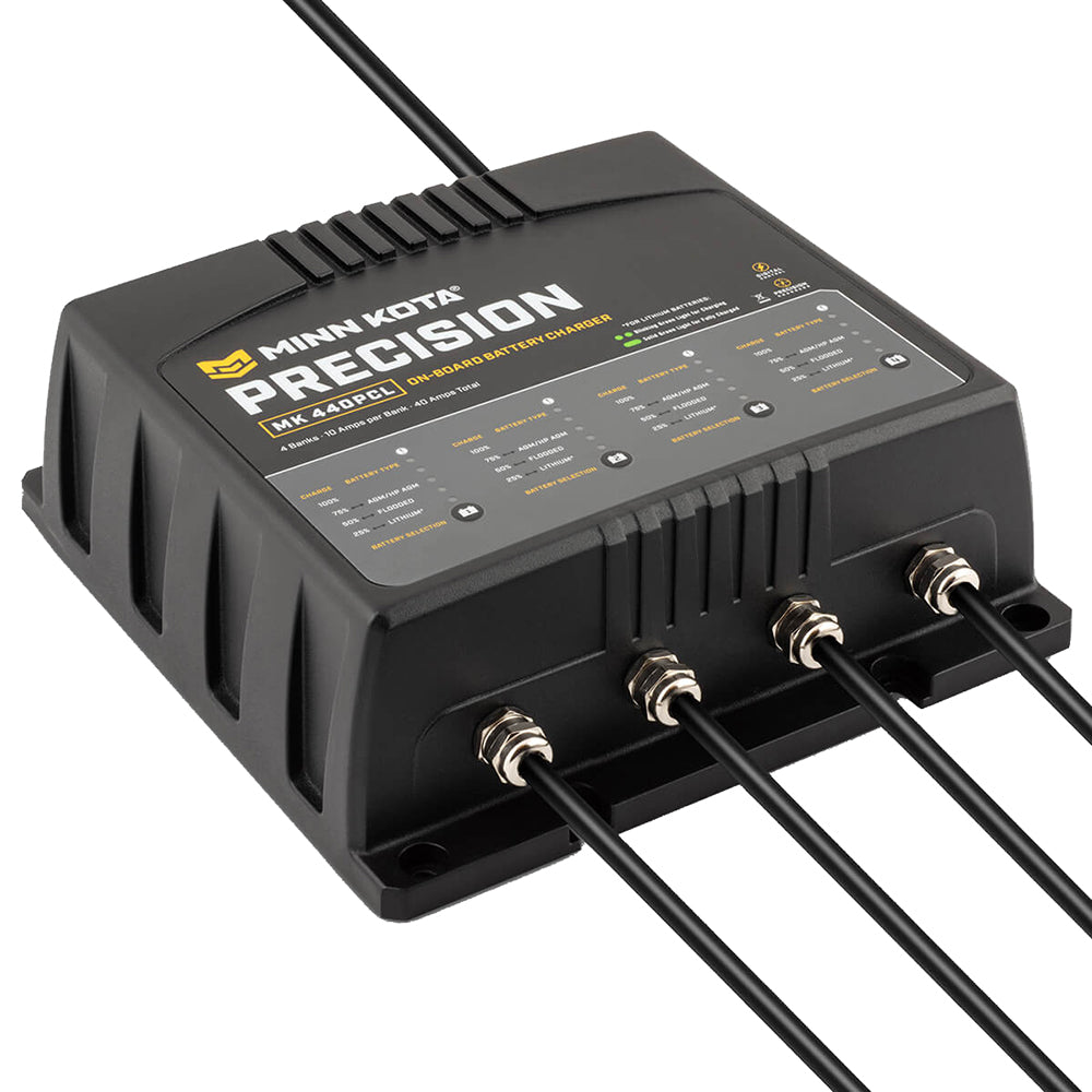 Minn Kota On-Board Precision Charger MK-440 PCL 4 Bank x 10 AMP LI Optimized Charger - Deckhand Marine Supply