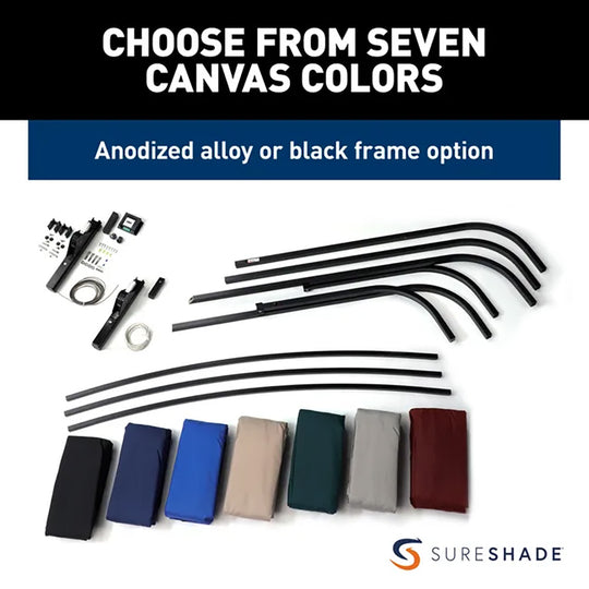 SureShade Power Bimini - Black Anodized Frame - Navy Fabric - Deckhand Marine Supply