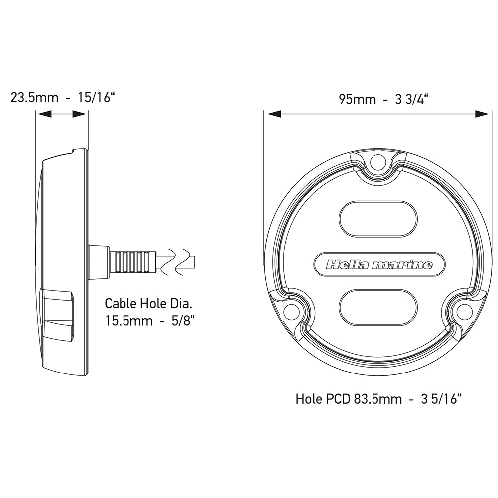 Hella Marine Apelo A1 Blue White Underwater Light - 1800 Lumens - Black Housing - Charcoal Lens - Deckhand Marine Supply