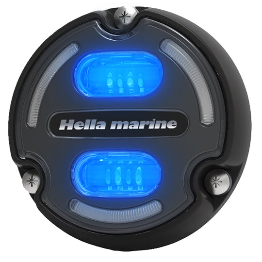 Hella Marine Apelo A2 Blue White Underwater Light - 3000 Lumens - Black Housing - Charcoal Lens w/Edge Light - Deckhand Marine Supply