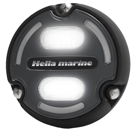 Hella Marine Apelo A2 Blue White Underwater Light - 3000 Lumens - Black Housing - Charcoal Lens w/Edge Light - Deckhand Marine Supply