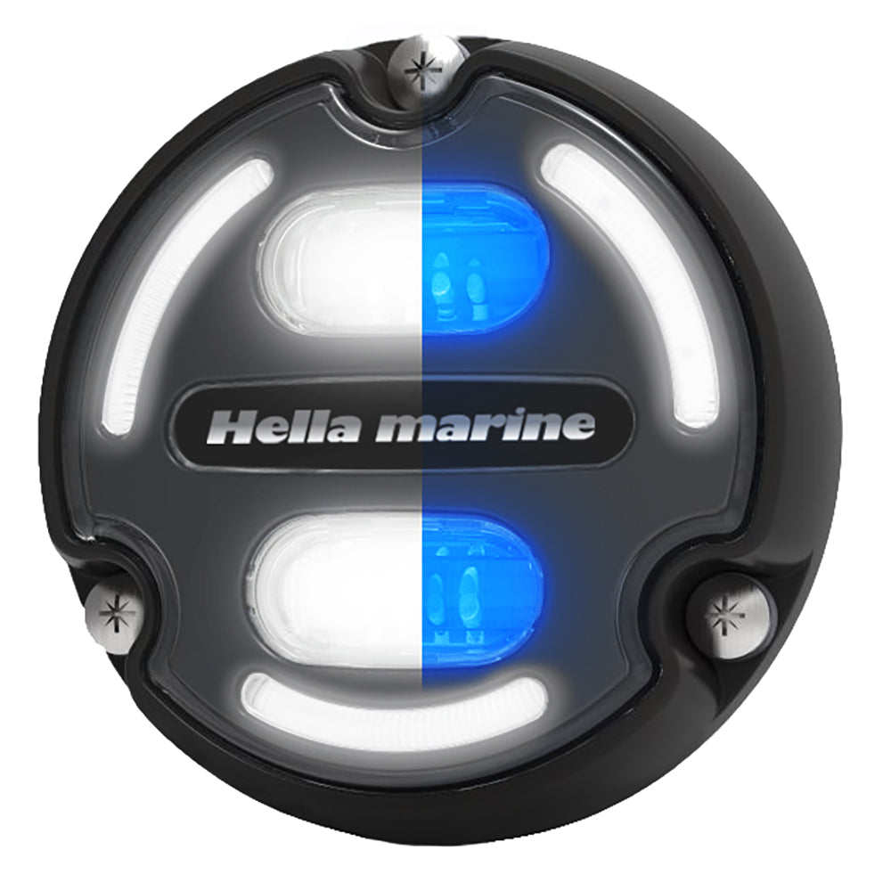Hella Marine Apelo A2 Blue White Underwater Light - 3000 Lumens - Black Housing - Charcoal Lens w/Edge Light - Deckhand Marine Supply