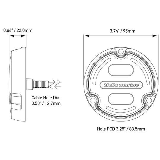Hella Marine Apelo A2 Blue White Underwater Light - 3000 Lumens - Bronze Housing - White Lens w/Edge Light - Deckhand Marine Supply