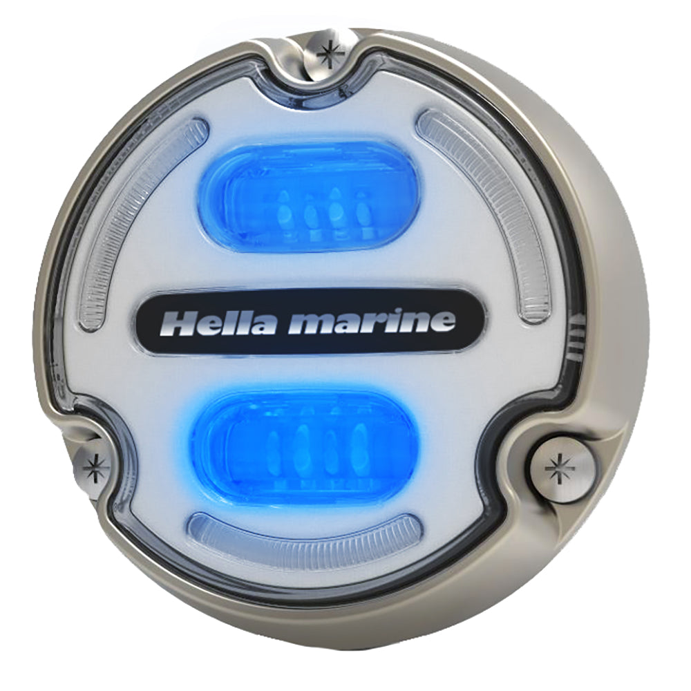 Hella Marine Apelo A2 Blue White Underwater Light - 3000 Lumens - Bronze Housing - White Lens w/Edge Light - Deckhand Marine Supply