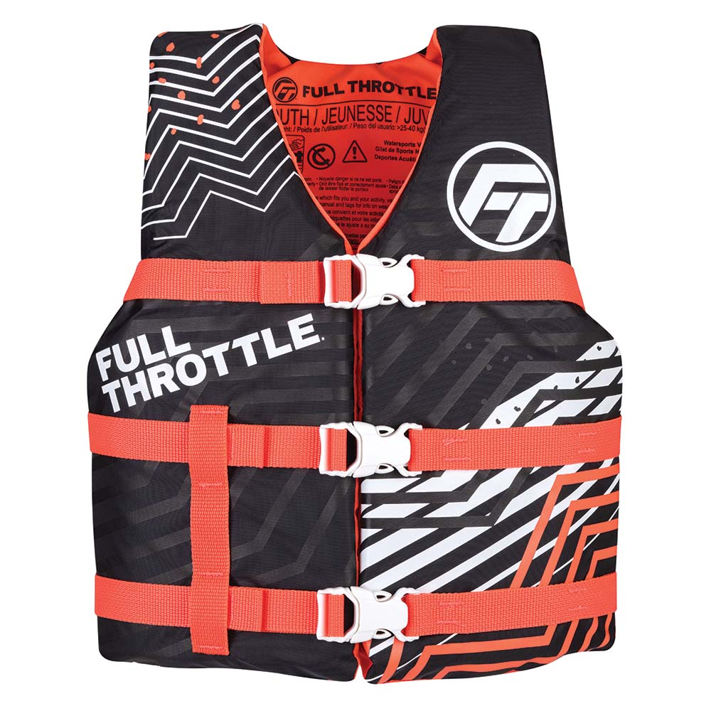 Full Throttle Youth Nylon Life Jacket - Pink/Black - Deckhand Marine Supply