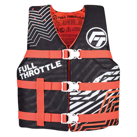Full Throttle Youth Nylon Life Jacket - Pink/Black - Deckhand Marine Supply