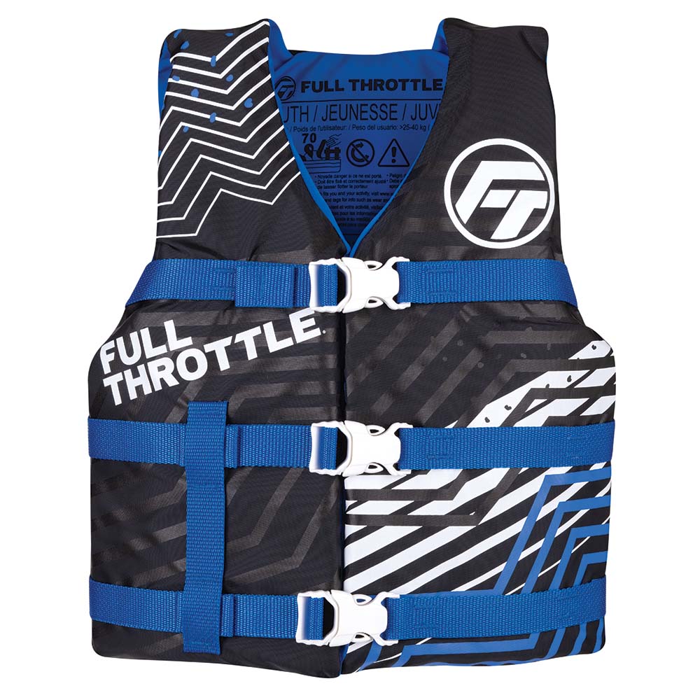 Full Throttle Youth Nylon Life Jacket - Blue/Black - Deckhand Marine Supply