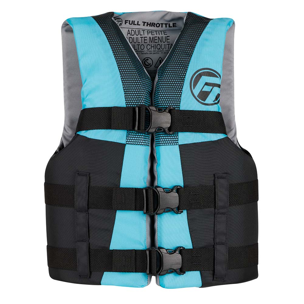 Full Throttle Teen Nylon Life Jacket - Aqua/Black - Deckhand Marine Supply