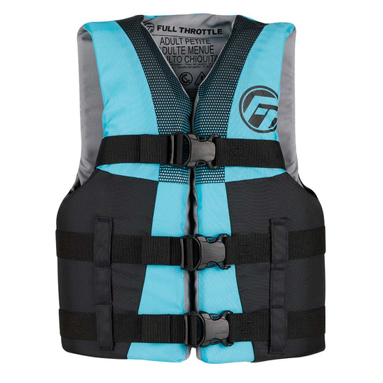 Full Throttle Teen Nylon Life Jacket - Aqua/Black - Deckhand Marine Supply