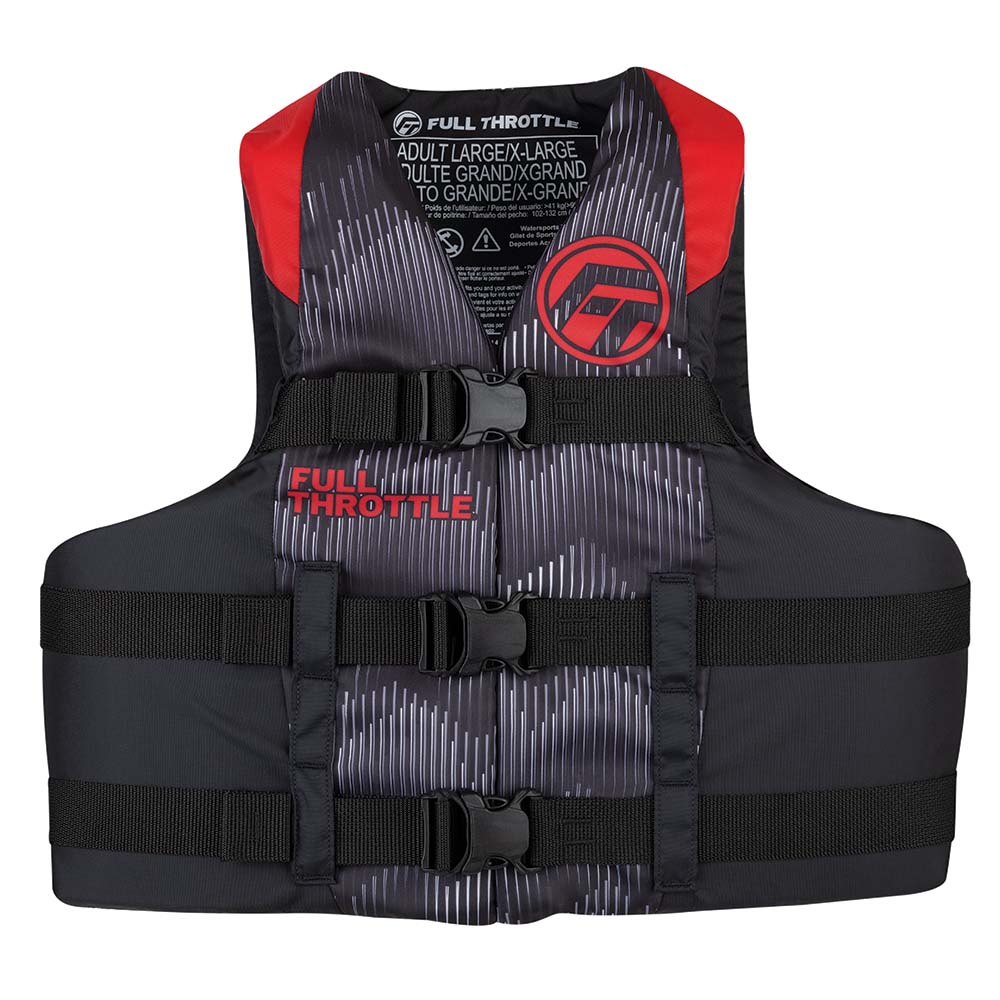 Full Throttle Adult Nylon Life Jacket - L/XL - Red/Black - Deckhand Marine Supply