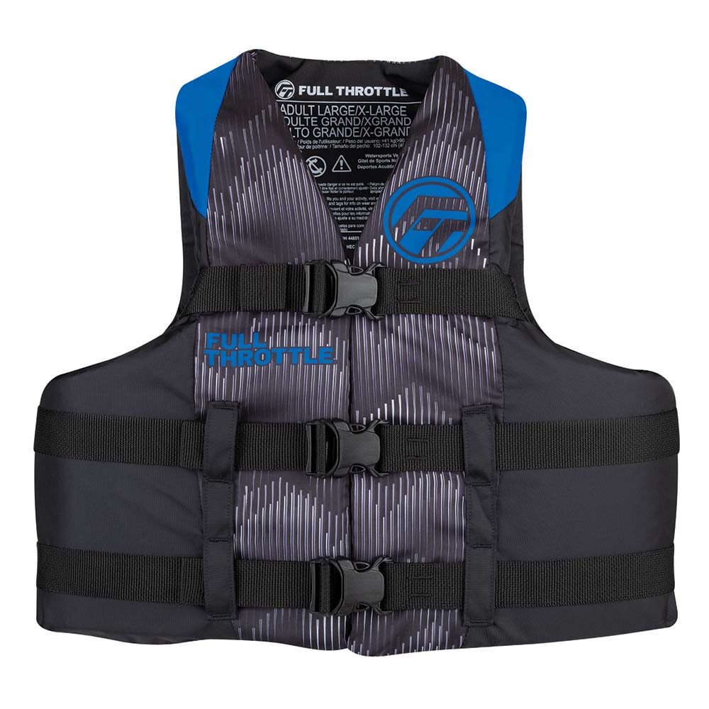 Full Throttle Adult Nylon Life Jacket - S/M - Blue/Black - Deckhand Marine Supply