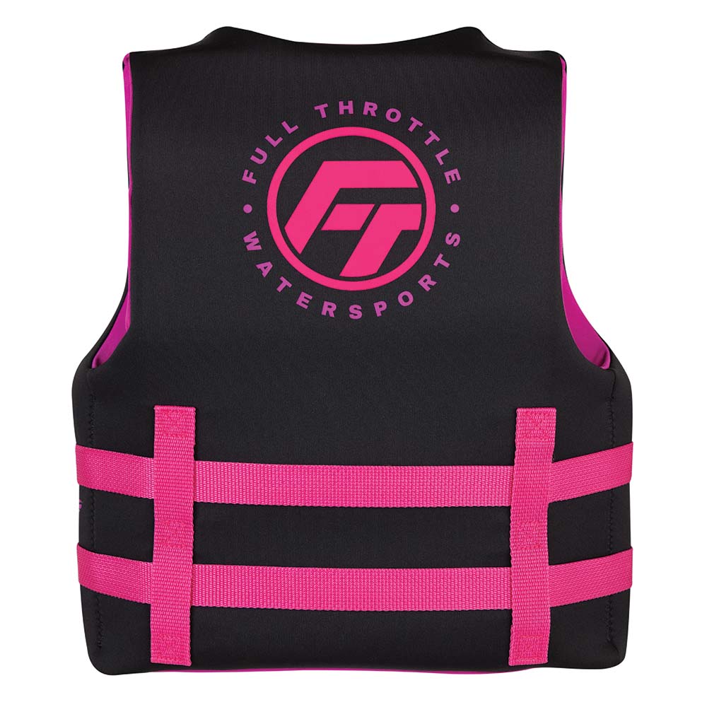 Full Throttle Youth Rapid-Dry Life Jacket - Pink/Black - Deckhand Marine Supply