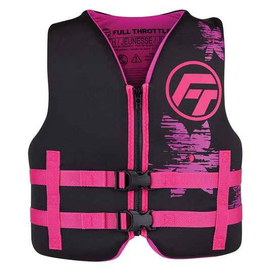Full Throttle Youth Rapid-Dry Life Jacket - Pink/Black - Deckhand Marine Supply