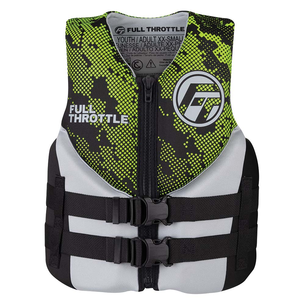 Full Throttle Junior Hinged Neoprene Life Jacket - Green - Deckhand Marine Supply