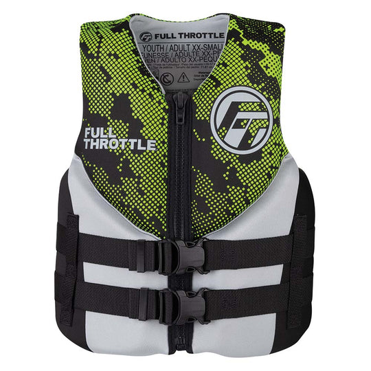 Full Throttle Junior Hinged Neoprene Life Jacket - Green - Deckhand Marine Supply