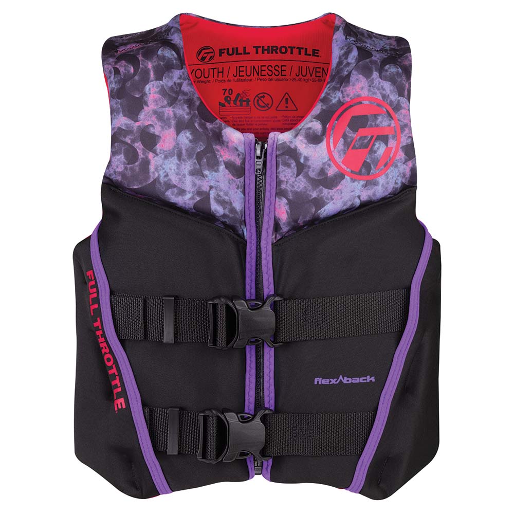 Full Throttle Youth Rapid-Dry Flex-Back Life Jacket - Pink/Black - Deckhand Marine Supply