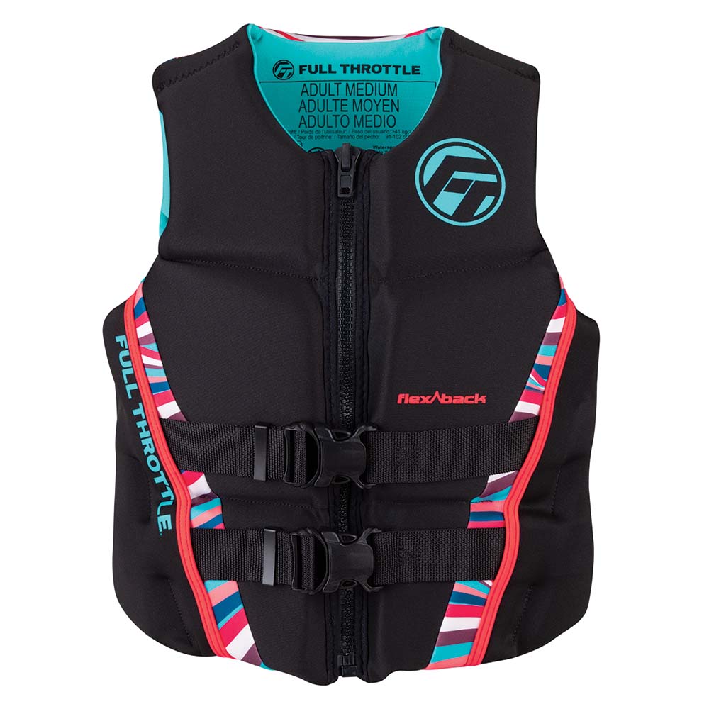 Full Throttle Womens Rapid-Dry Flex-Back Life Jacket - Womens XS - Pink/Black - Deckhand Marine Supply
