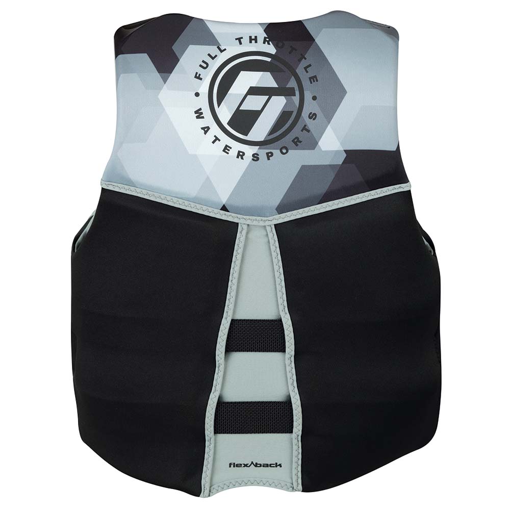Full Throttle Mens Rapid-Dry Flex-Back Life Jacket - XL - Black/Grey - Deckhand Marine Supply