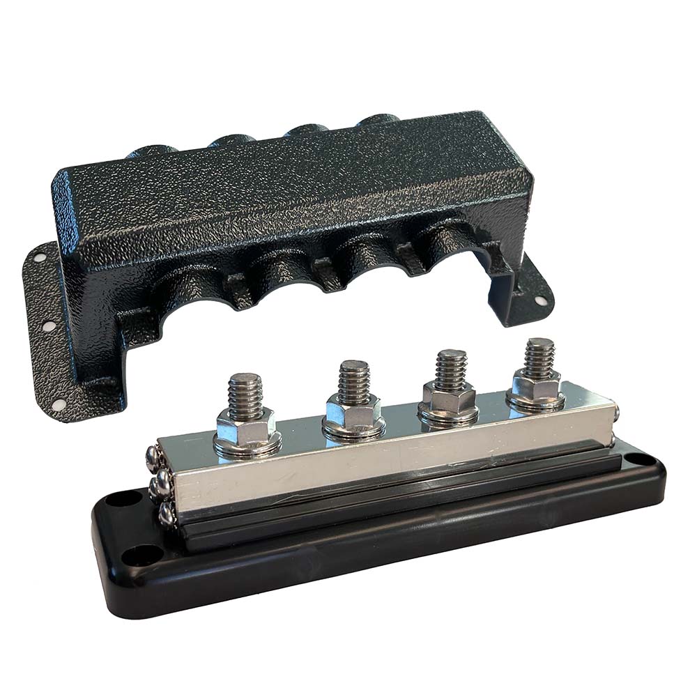 Victron Busbar 600A 4P  Cover 4X 3/8" Plus 4X M8 Terminals - Deckhand Marine Supply