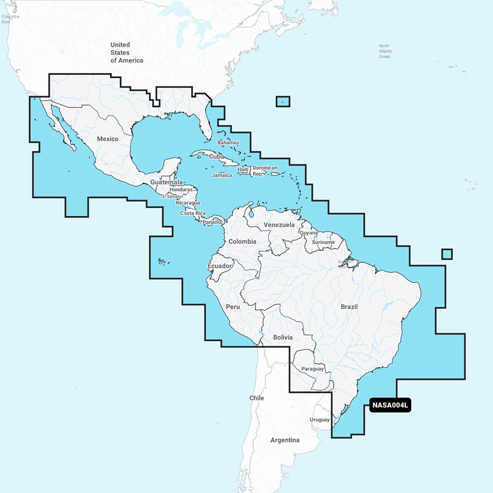 Navionics NASA004L - Mexico, Caribbean to Brazil - Navionics+ - Deckhand Marine Supply