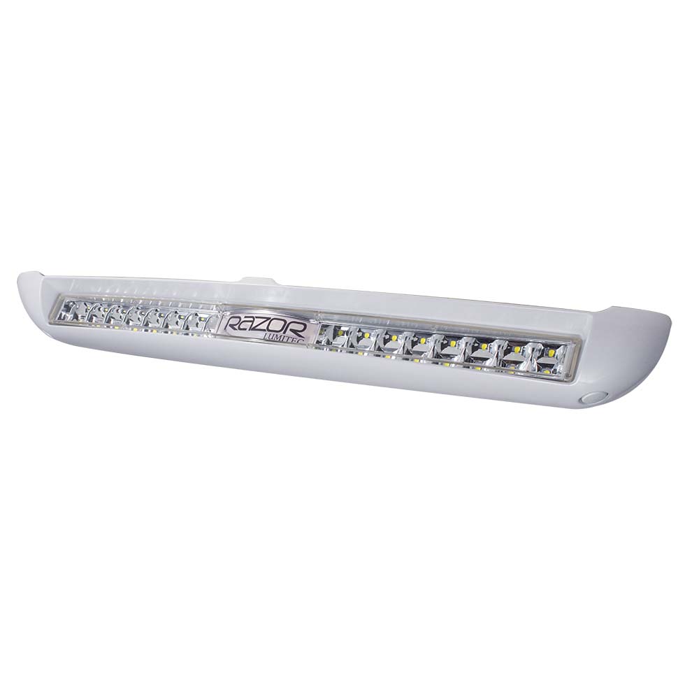 Lumitec Razor Light Bar - Flood - White Housing w/Inverted Logo Flush Mount - Deckhand Marine Supply