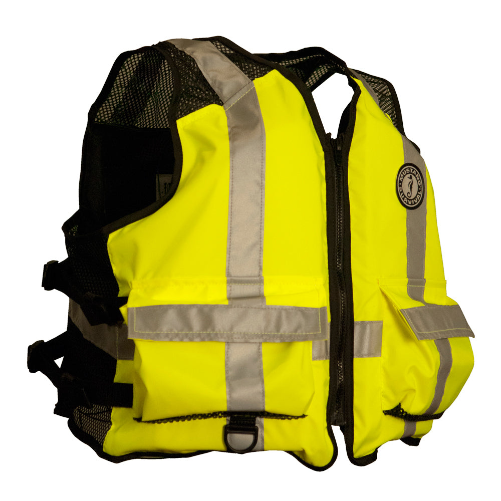 Mustang High Visibility Industrial Mesh Vest - Fluorescent Yellow/Green/Black - XXL/3XL - Deckhand Marine Supply