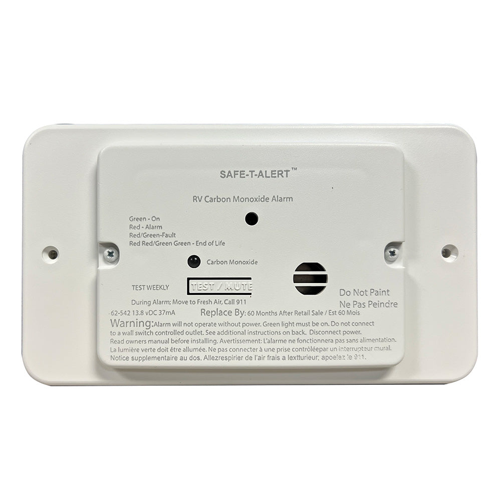 Safe-T-Alert 62 Series RV Carbon Monoxide - White - Flush Mount - 12V w/Trim Ring - Deckhand Marine Supply