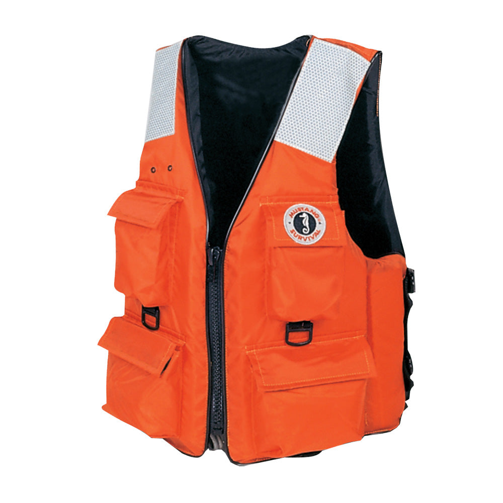 Mustang 4-Pocket Flotation Vest - Orange - XL - Deckhand Marine Supply