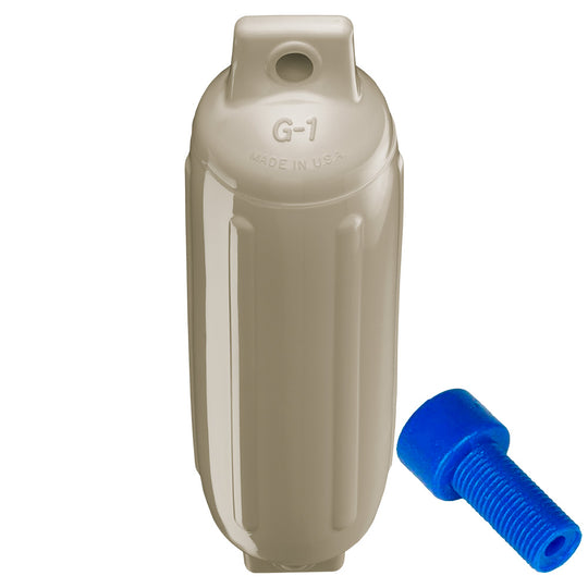 Polyform G-1 Twin Eye Fender 3.5" x 12.8" - Sand w/Adapter - Deckhand Marine Supply