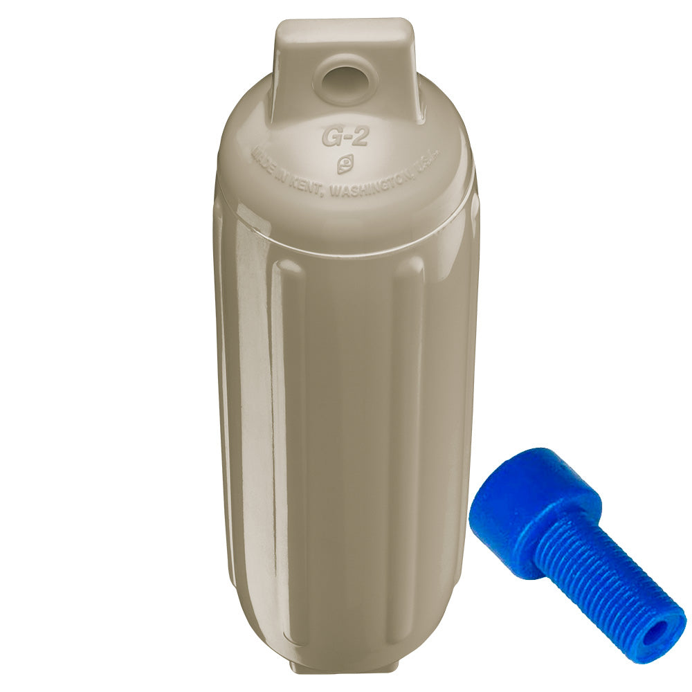 Polyform G-2 Twin Eye Fender 4.5" x 15.5" - Sand w/Adapter - Deckhand Marine Supply