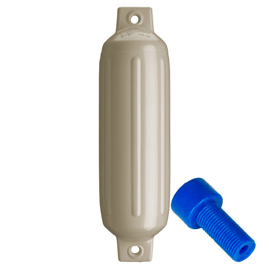 Polyform G-2 Twin Eye Fender 4.5" x 15.5" - Sand w/Adapter - Deckhand Marine Supply